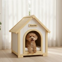 Modern Indoor Wooden Dog House with EVA Cushion – Solid Cedar Pet House for Small Dogs & Cats