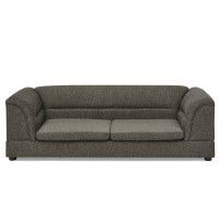 Oversized Pet Sofa, Curved Armrest Rectangular Dog Sofa, Linen Fabric Comfort Pet Couch for Large & Oversized Dogs-Dark Gray 