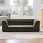Oversized Pet Sofa, Curved Armrest Rectangular Dog Sofa, Linen Fabric Comfort Pet Couch for Large & Oversized Dogs-Dark Gray 