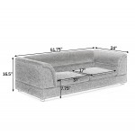 Oversized Pet Sofa, Curved Armrest Rectangular Dog Sofa, Linen Fabric Comfort Pet Couch for Large & Oversized Dogs-Dark Gray 